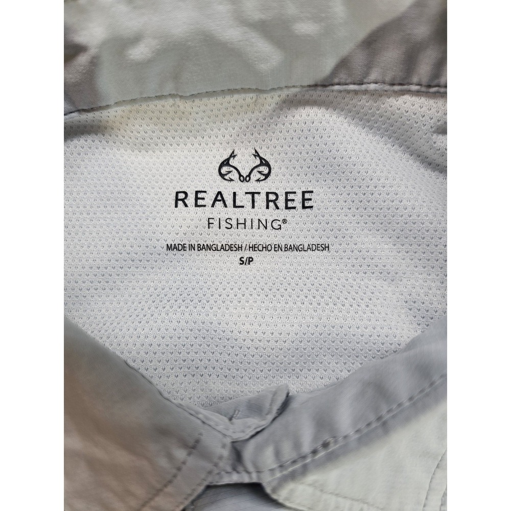Realtree Fishing Performance Shirt Mens Small Pearl Blue Short Sleeve Vented - Picture 2 of 11
